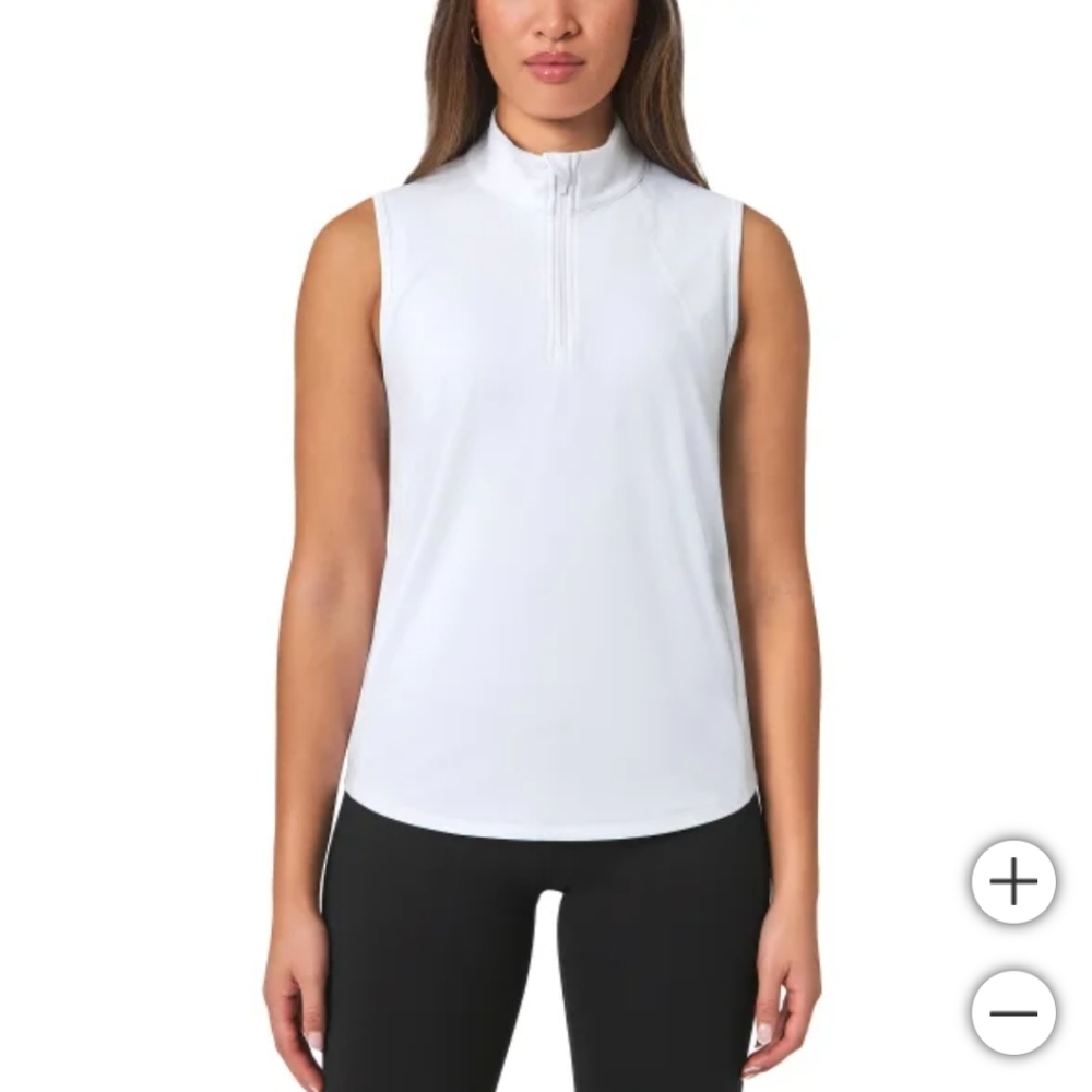 NWT Mondetta Women's Half Zip Sleeveless Tank White XL M‎ golf